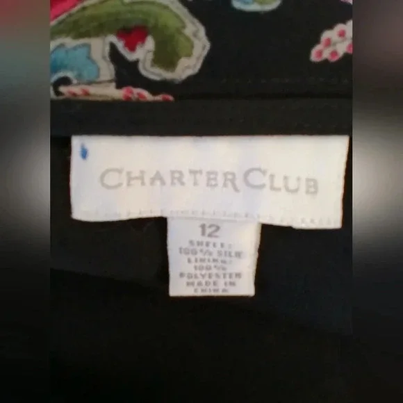 Charter Club silk flowy midi skirt paisley print jeweltones black red si… - Picture 7 of 10